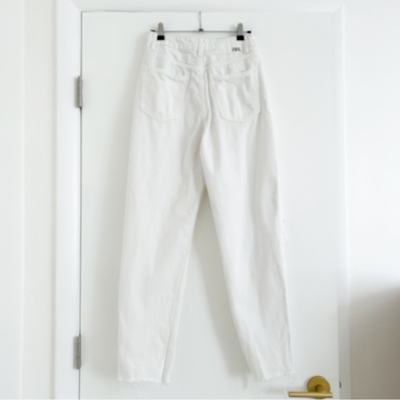 Zara Z1975 Ripped Mom Jeans in White Size US 4 - Picture 5 of 9